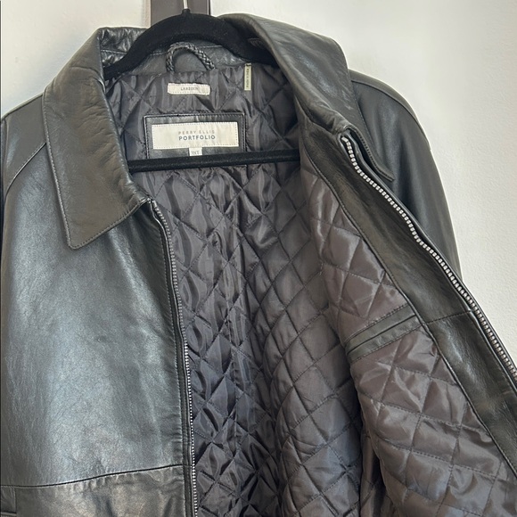 Perry Ellis Black Leather Jacket - Picture 3 of 4
